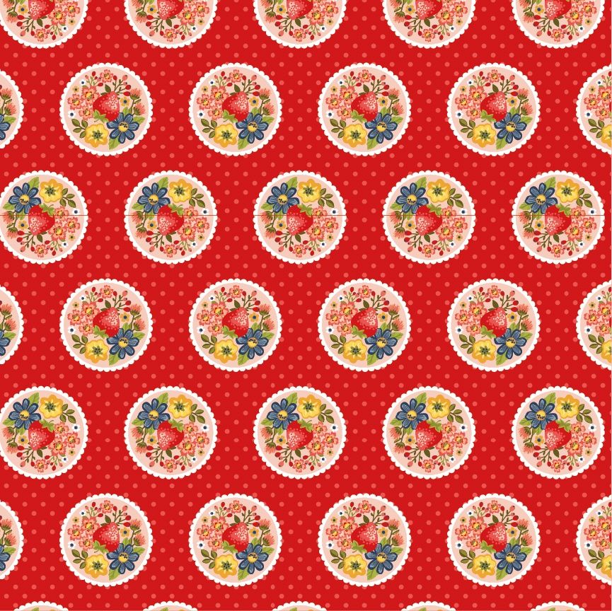 Poppie Cotton Betsy&#39;s Sewing Kit Strawberry Pie BK22107 Red