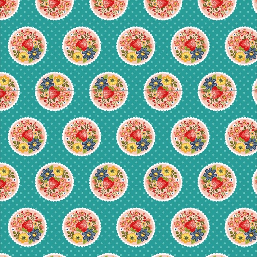 Poppie Cotton Betsy&#39;s Sewing Kit Strawberry Pie BK22108 Teal