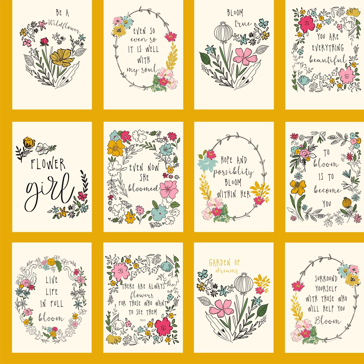 Poppie Cotton Bloom True Panel by Terri Conrad Hopeful BT22112 Yellow