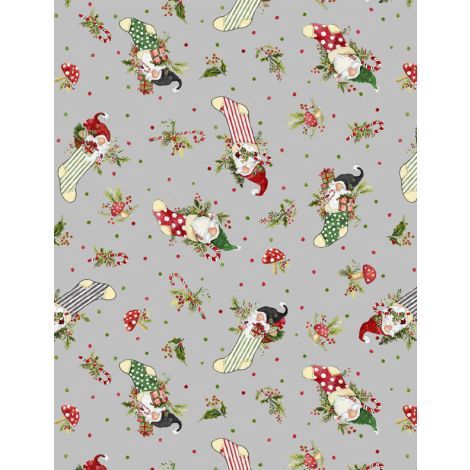 Wilmington Prints Merry Gnome-ments 3023 39893 970 Gray