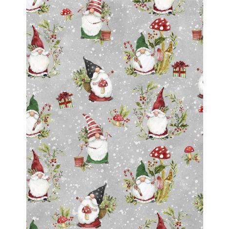 Wilmington Prints Merry Gnome-ments 3023 39892 903 Gray