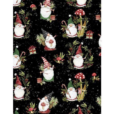Wilmington Prints Merry Gnome-ments 3023 39892 913 Black
