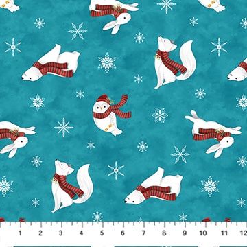 Northcott Fabrics Woodland Wishes 27905-64 Med Teal Multi