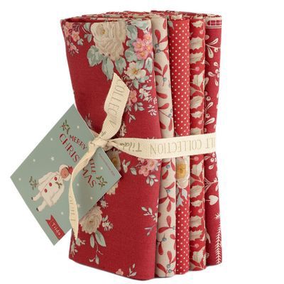 Tilda Merry Little Christmas Fat Quarter Bundle 5 pc TIL300242 Red