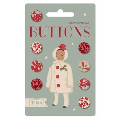 Tilda Merry Little Christmas Buttons .47in  8 pieces TIL400073