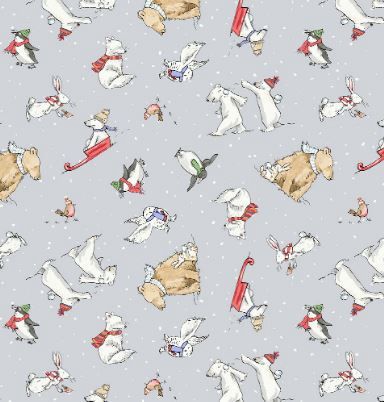 Clothworks Snowtime Flannel  Y4556-5 Light Gray