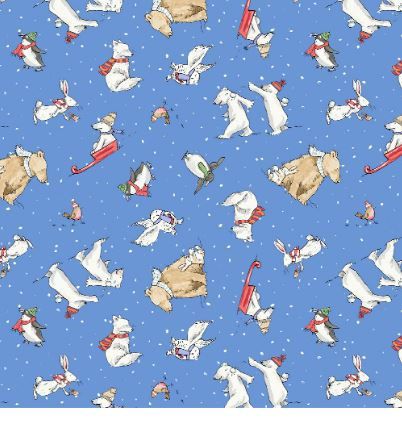 Clothworks Snowtime Flannel  Y4556-90 Blue