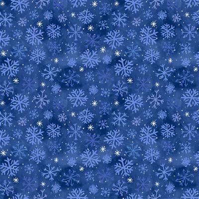 Clothworks Snowtime Flannel  Y4557-30 Dark Blue
