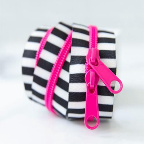 Stitch Supply Company Black &amp; White 30&quot; Zipper Pink SSCZ01