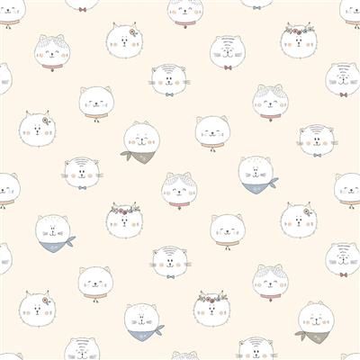 Clothworks Kitten Fun Y4568-57 Cream
