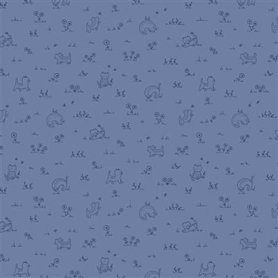 Clothworks Kitten Fun Y4570-88 Denim