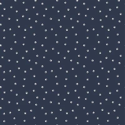 Clothworks Kitten Fun Y4572-53 Navy Blue