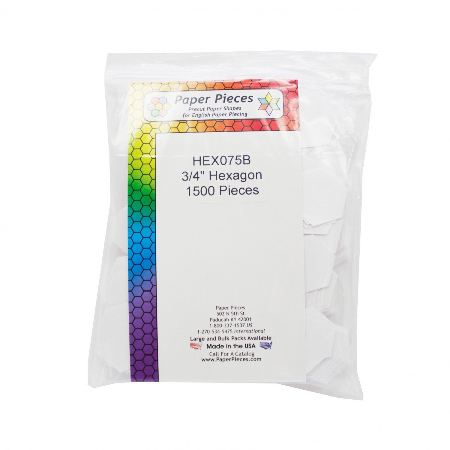 Paper Pieces Hexagon Papers 3/4&quot; 1500 Count HEX075B