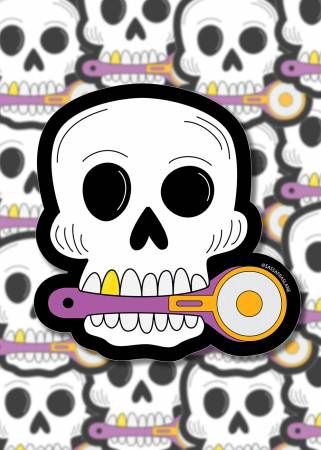 Skull with Rotary Cutter Stickers SASSSTICK-SKU