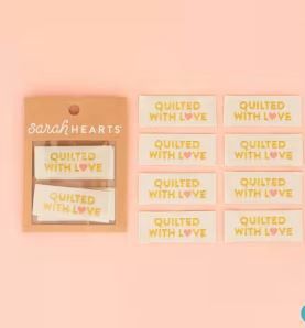 Sarah Hearts Quilted With Love Gold Woven Labels SH-LP185