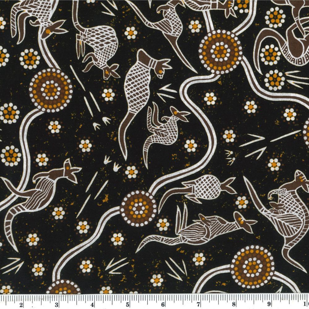 M&amp;S Textiles Australia Kangaroo Dreaming 2 KDRT Tan