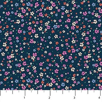 FIGO Fabrics Pocket Posies 91200-49 Navy