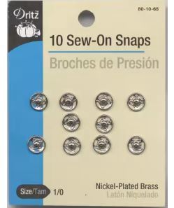 Dritz Sew-On Snaps Sz 1 80-1-65 Nickel