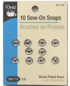 Dritz Sew-On Snaps Sz 1 80-1-0-65 Nickel