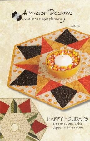Happy Holidays Tree Skirt &amp; Table Topper Pattern ATK 147