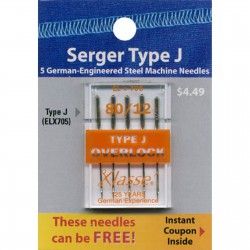 Klasse Serger Type J Needles Size 80/12 TACA5170J