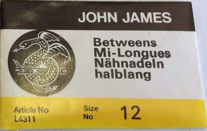 John James Milliners Betweens Uncarded Needles Size 12 L4311