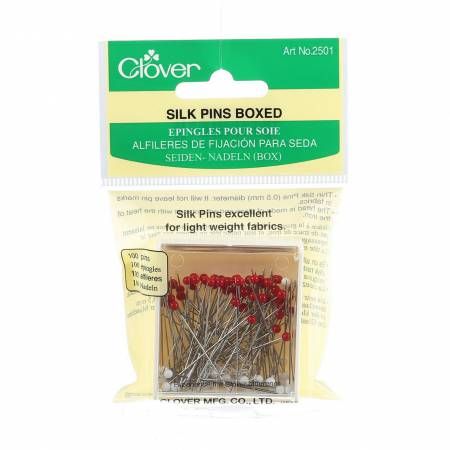 Clover Glasshead Silk Pins 100 Count 2501CV
