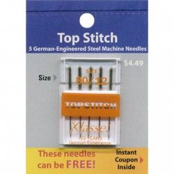 Klasse Topstitch Needles Size 80/12 6 Count package TACAA5118-080