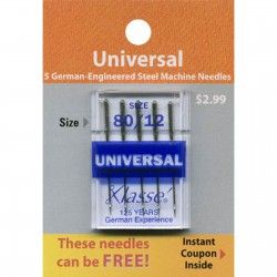 Klasse Universal Needles Size 80/12 6 Count package TACAA5100-080