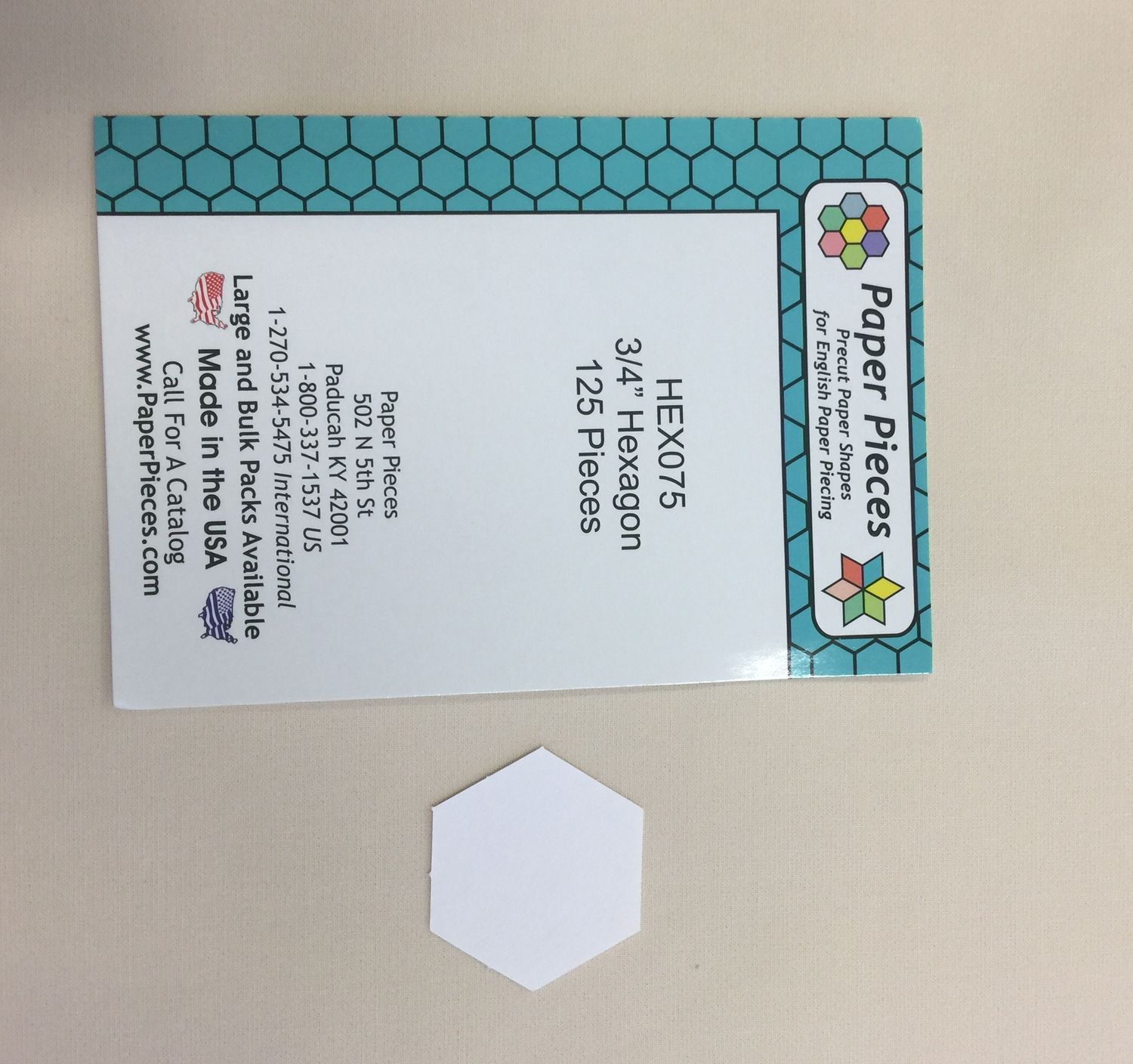 Paper Pieces 3/4" Hexagon Papers 125ct HEX075S