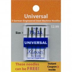 Klasse Universal Needles Size 75/11 6 Count package TACAA5100-075