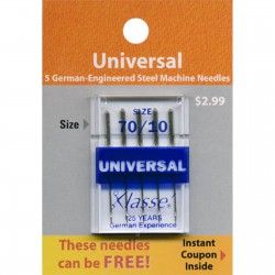 Klasse Universal Needles Size 70/10 6 Count package TACAA5100-070
