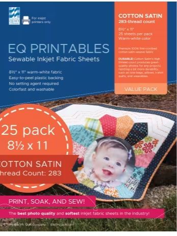 Premium Cotton Satin Inkjet Fabrics 25 ct P-CS025
