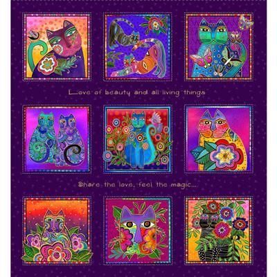 Clothworks Fantasticats Digital Panel Y4339-28M Purple Metallic