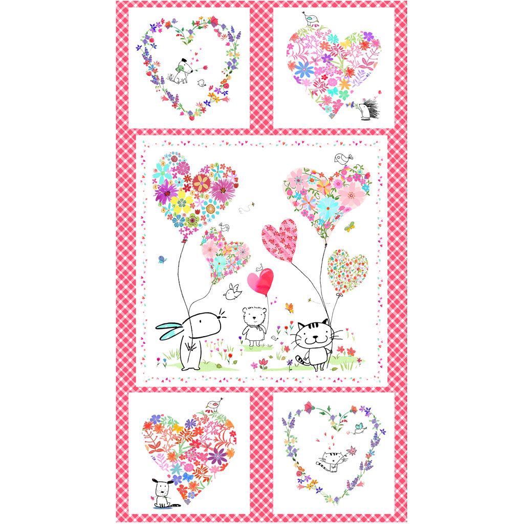 Clothworks Love is in the Air Digital Panel Y4287-1 White