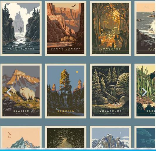 Riley Blake National Parks Postcards CD13291-Blue Panel