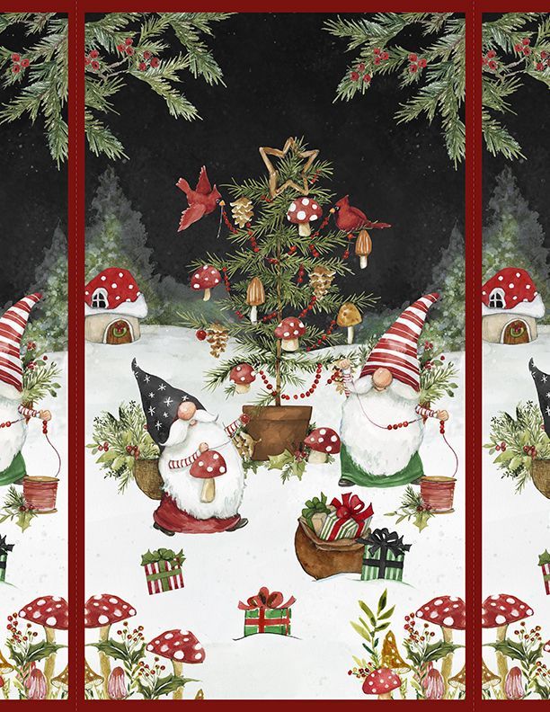 Wilmington Prints Merry Gnome-ments Large Panel 3023 39889 193