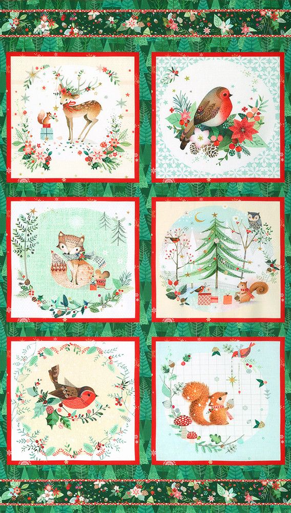 Robert Kaufman Festive Fauna Panel AHPD-23041-223 Holiday
