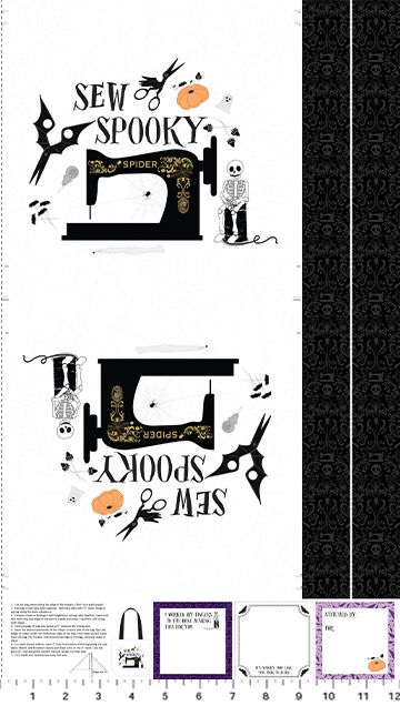 FIGO Fabrics Mr. Bones Sews Panel C91081-10  White
