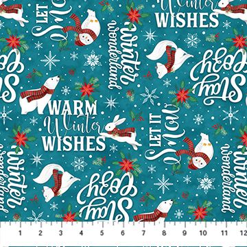 Northcott Woodland Wishes 27904-66 Teal Multi