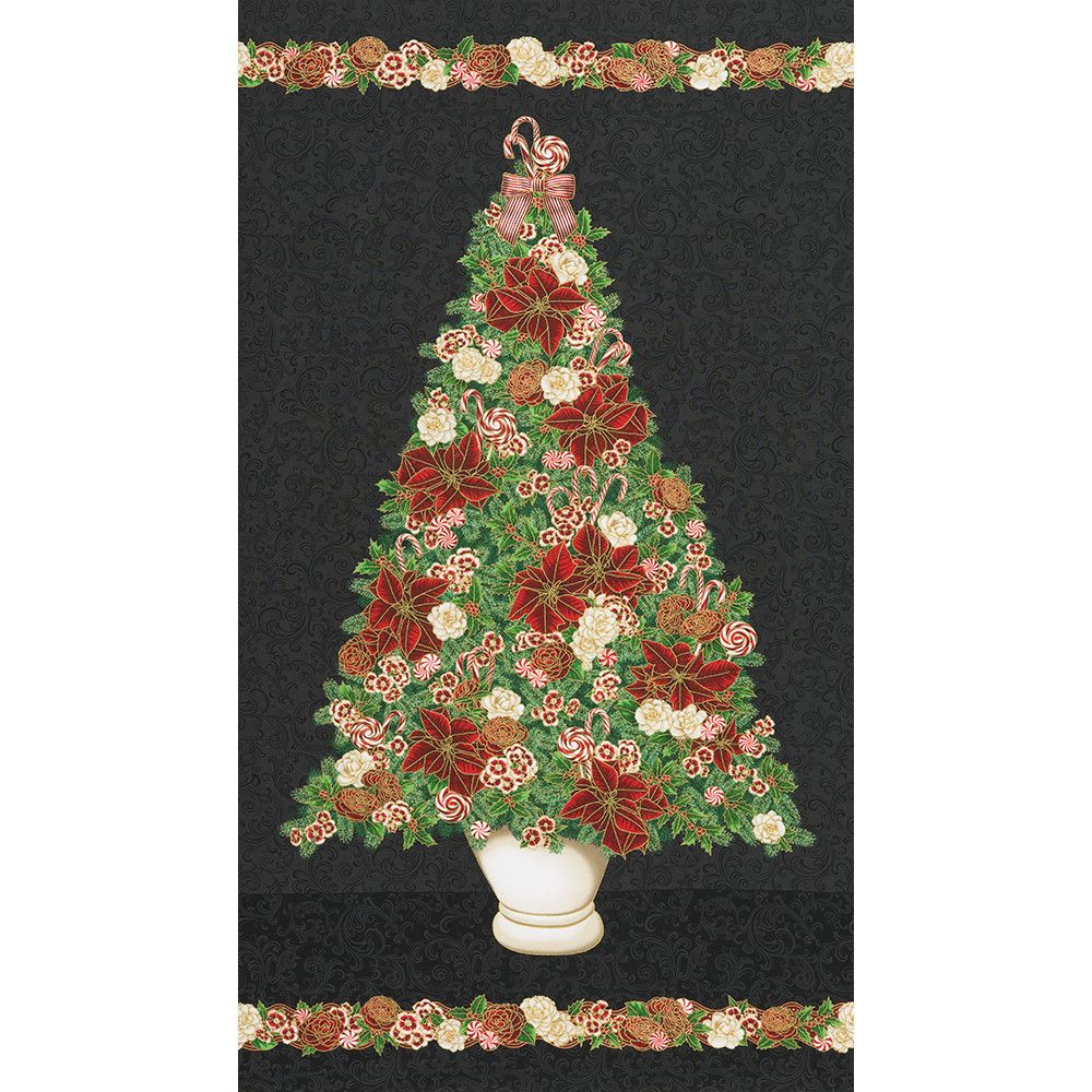 Robert Kaufman Holiday Flourish Panel 22944-2 Black