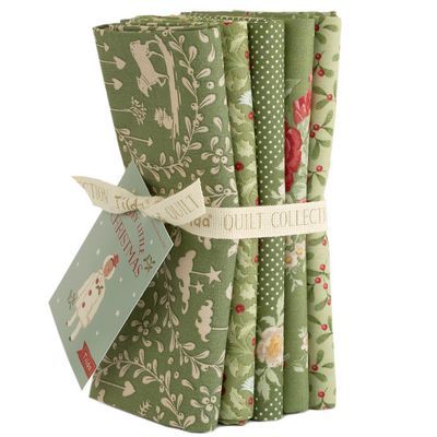 Tilda Merry Little Christmas Fat Quarter Bundle 5 pc TIL300244 Green