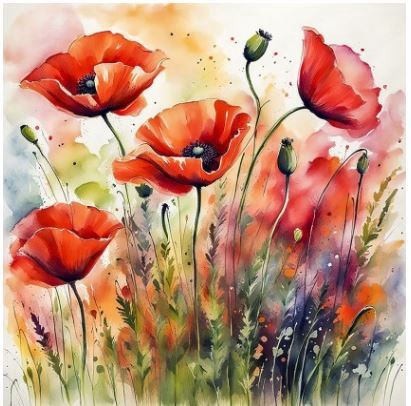 Focus On Fabric Poppies Panel FOFFLR-043