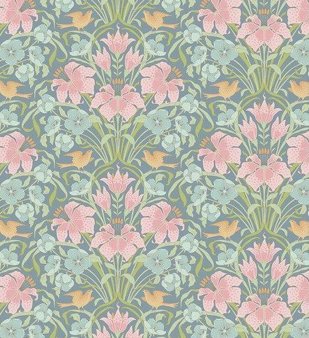 Tilda Fabrics Songbird  TIL100652 Blue