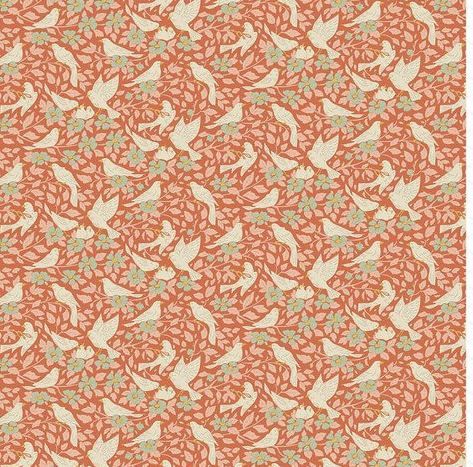 Tilda Fabrics Songbird  TIL100644 Coral
