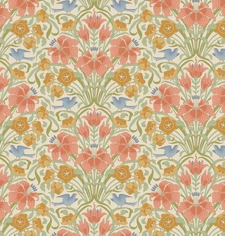 Tilda Fabrics Songbird TIL100645 Coral