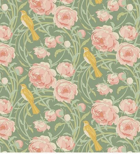 Tilda Fabrics Songbird  TIL100647 Sage