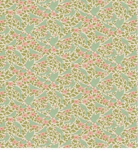 Tilda Fabrics Songbird  TIL100650 Green