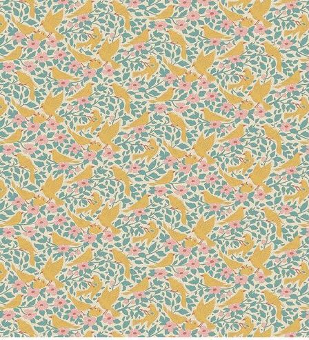 Tilda Fabrics Songbird TIL100660 Teal