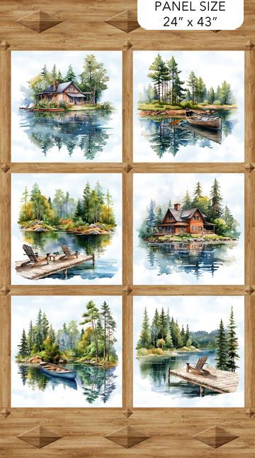 Northcott Fabrics Lakeside Retreat Panel DP28480-36 Brown Multi